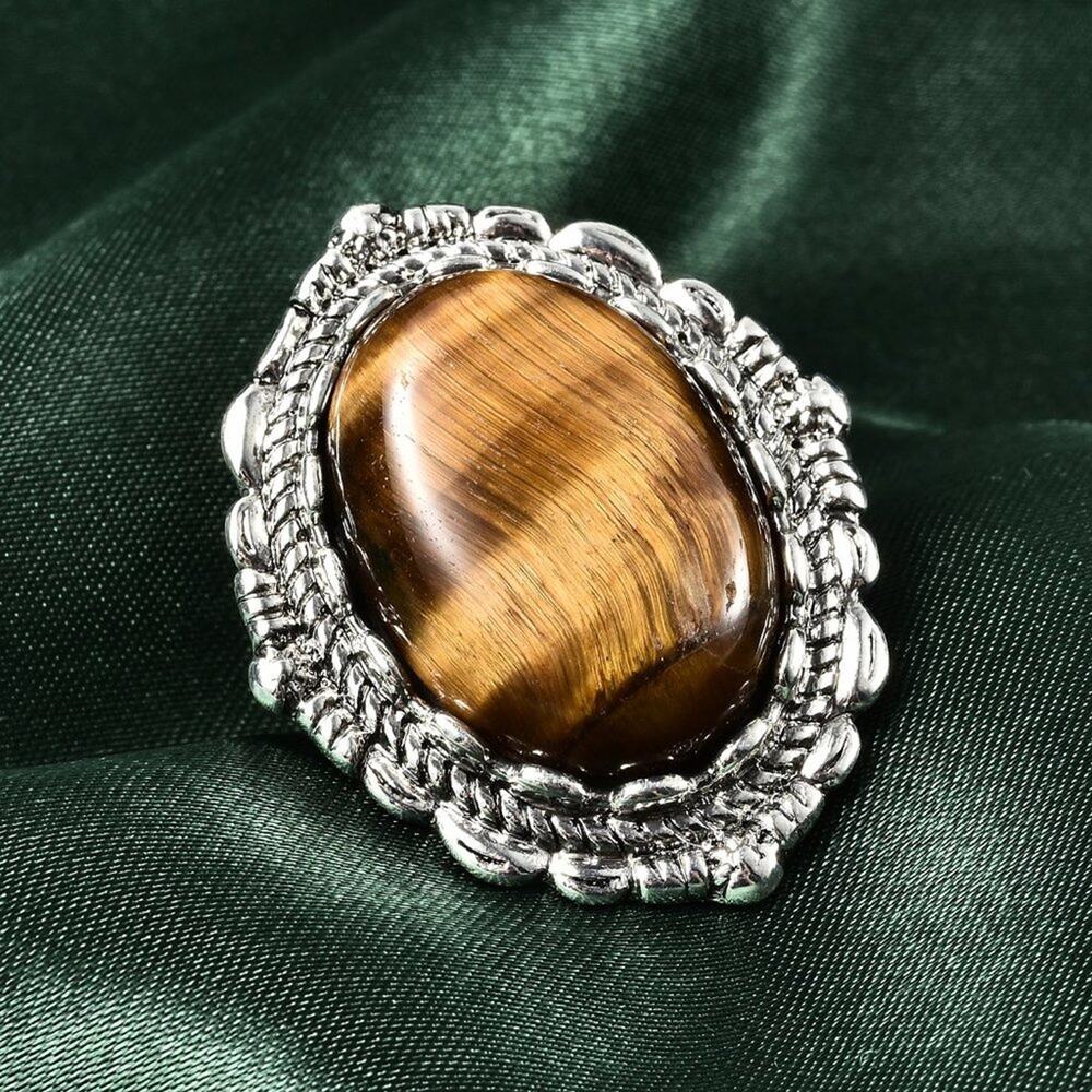 South African Tiger's Eye (25x16mm Oval) Ring